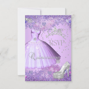 RSVP Reply Quinceanera Purple Tiara Dress Shoe