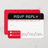 RSVP REPLY RESPONSE 2 modern gamer black red