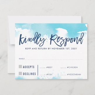 RSVP REPLY RESPONSE aqua blue watercolor meals big
