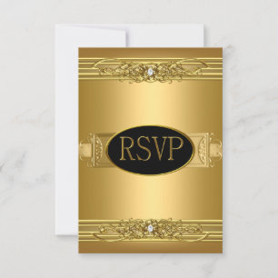 RSVP Reply Response Birthday Party Gold Diamond