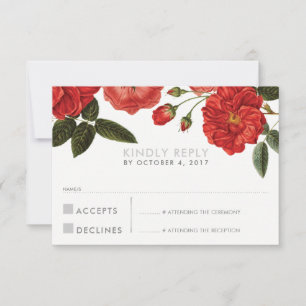 RSVP REPLY RESPONSE chic red roses floral flower