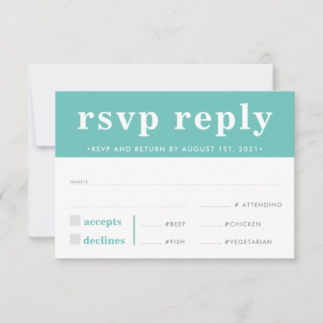 RSVP REPLY RESPONSE modern bold boy mint green (Front)