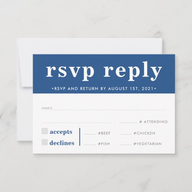 RSVP REPLY RESPONSE modern bold boy navy blue (Front)