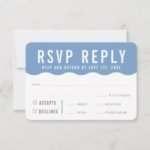RSVP REPLY RESPONSE modern bold cute wave blue