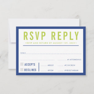 RSVP REPLY RESPONSE modern bold royal blue lime