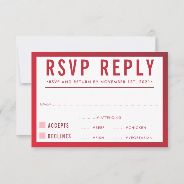 RSVP REPLY RESPONSE modern red burgundy gradient (Front)