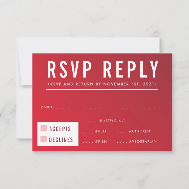 RSVP REPLY RESPONSE modern red burgundy gradient (Front)