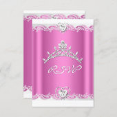 RSVP Reply Response Pink White Lace Quinceanera (Front/Back)