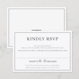 RSVP REPLY RESPONSE simple minimal border grey Invitation