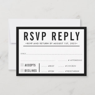 RSVP REPLY RESPONSE simple modern bold black red