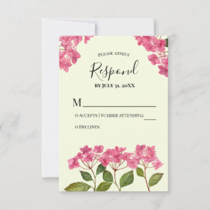 RSVP Respond Watercolor Pink Hydrangea Lacecaps Card