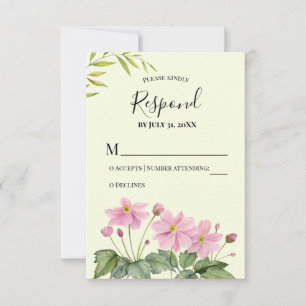 RSVP Respond Watercolor Pink Japanese Anemone Card