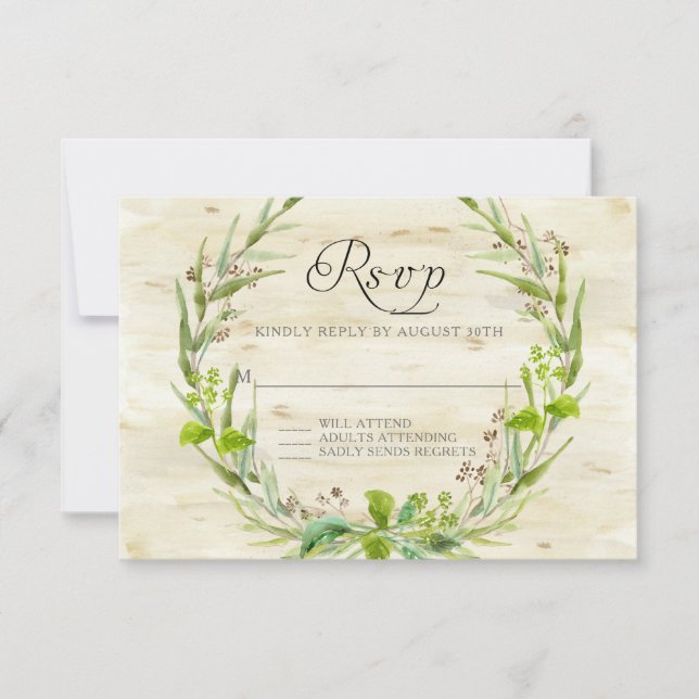 RSVP Response BOHO Rustic Forest Leaf Seeds Wreath (Front)