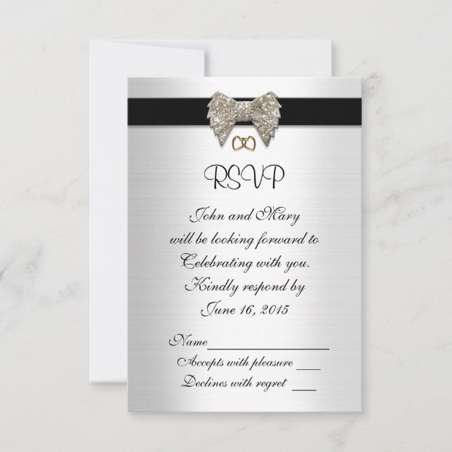 Rsvp response card black and white (Front)