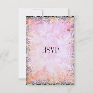 RSVP Response Card Black Pink Floral