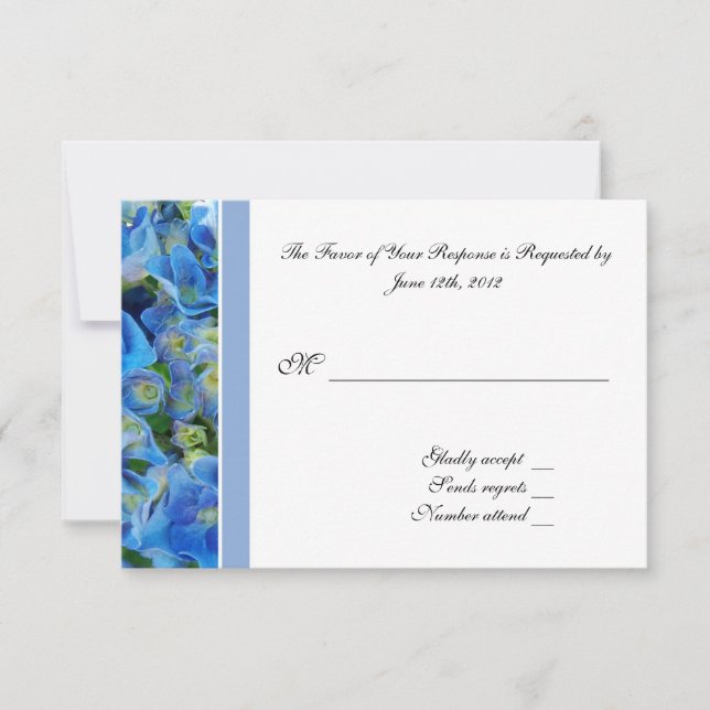RSVP, response card, blue hydrangea (Front)