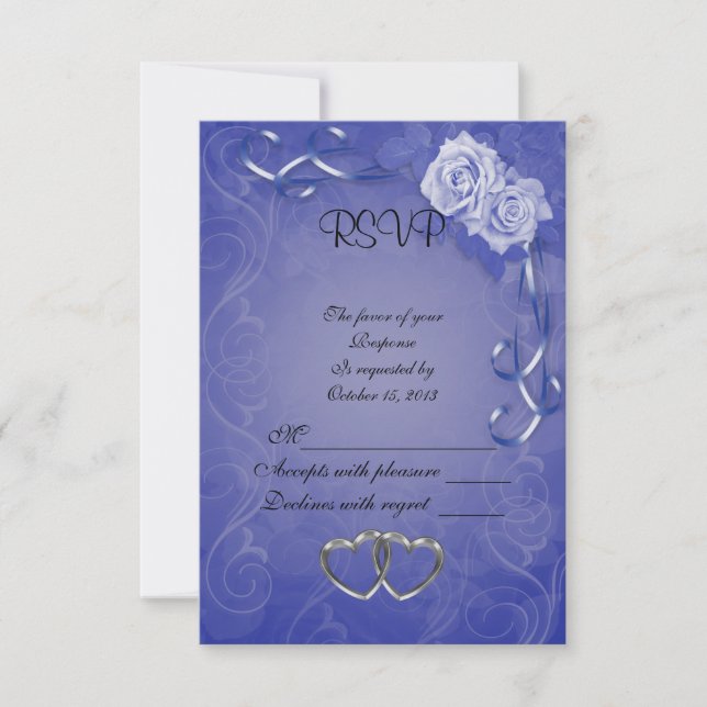 RSVP response card Blue roses (Front)
