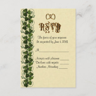 RSVP response card Irish shamrocks