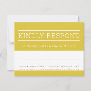 RSVP RESPONSE CARD modern type mustard yellow