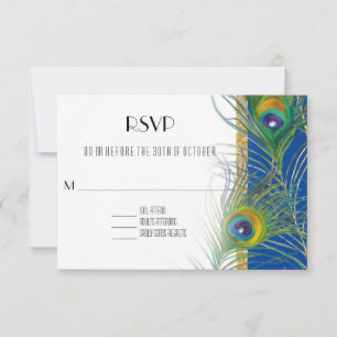 RSVP Response Card Peacock Feathers Indian Wedding