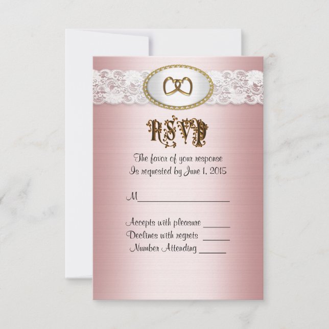 RSVP response card Pink satin-look (Front)