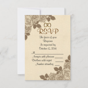 RSVP response card sepia roses