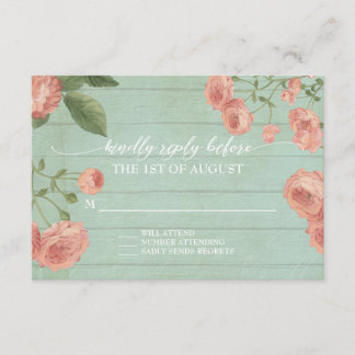 RSVP Response Elegant Wood Vintage Roses Peach