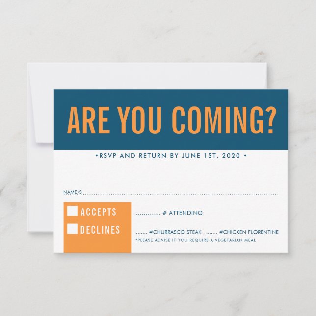 RSVP RESPONSE fun bold block dark blue orange (Front)