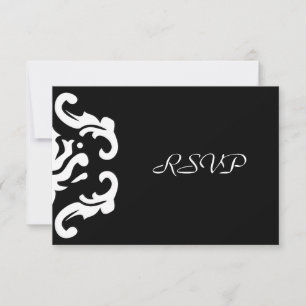 RSVP Response in Stylish Black & White Damask