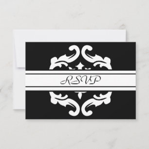 RSVP Response in Stylish Black & White Damask
