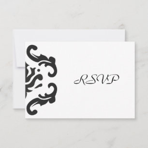 RSVP Response in Stylish Black & White Damask