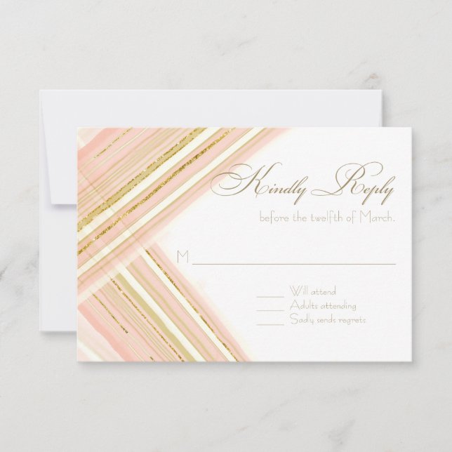 RSVP Response Modern Lines Art Deco Faux Gold (Front)