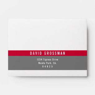 RSVP RETURN modern sporty bold boy red grey Envelope