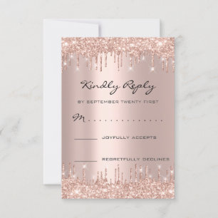 RSVP Rose Blush Drips Glitter Bridal Birthday