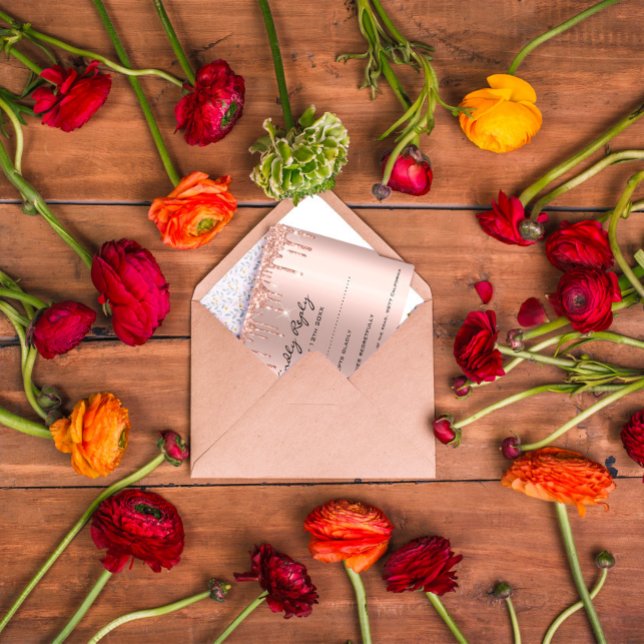 RSVP Rose Drips Glitter Bridal Shower Wedding (Creator Uploaded)