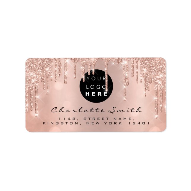 RSVP Rose Glitter Drips Online Shop Custom Logo Label (Front)