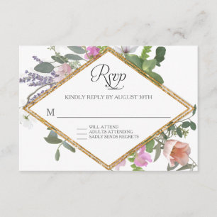 RSVP Rose Gold Faux Glitter Wildflower Floral Art