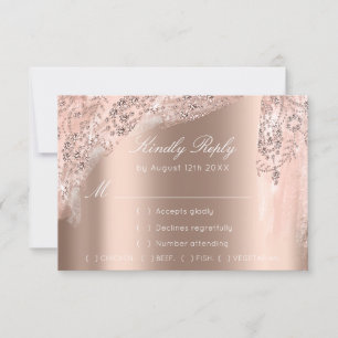 RSVP Rose Weddin Glitter Bridal Shower Black Dress Card