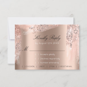 RSVP Rose Weddin Glitter Bridal Shower Black Dress Card