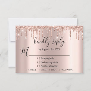 RSVP Rose Wedding Glitter Bridal Shower VIP Drips Card