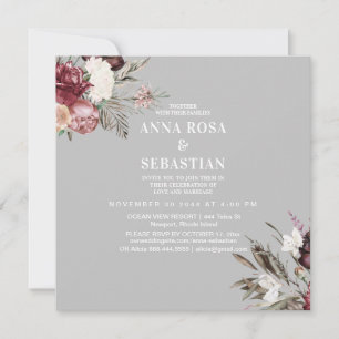 *~* RSVP Roses Burgandy Floral AR15 +  WEDDING Invitation