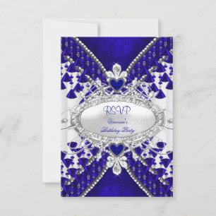 RSVP Royal Blue White Heart Diamond