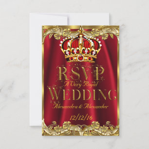 RSVP Royal Red Wedding Gold Crown Card