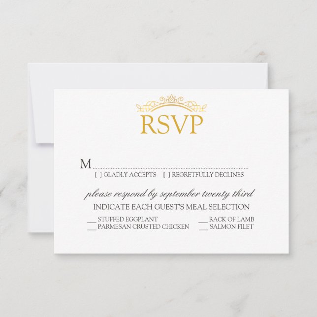 RSVP | Royal Wedding Elegant Gold Script (Front)