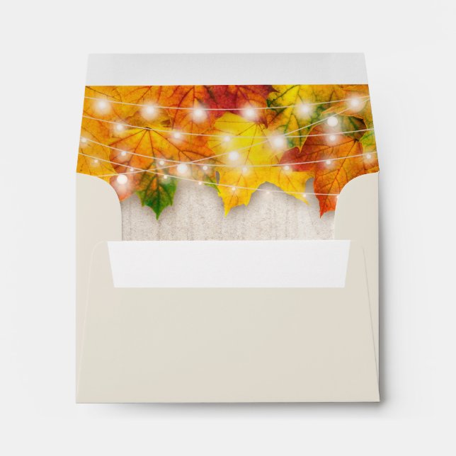 RSVP - Rustic Autumn Maple Leaves String Lights Envelope (Back (Bottom))