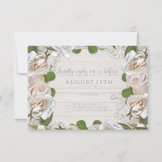 RSVP Rustic Barn Floral Wreath Blush Pink Roses (Front)