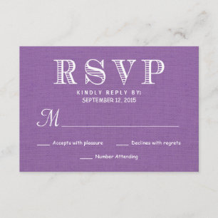 RSVP Rustic Burlap Orchid Wedding Reply Card