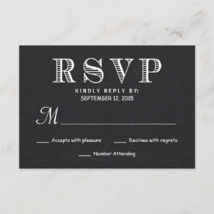 RSVP Rustic Burlap Wedding Reply - Black Card