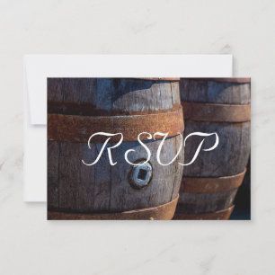 RSVP - Rustic Country Vineyard Wine Barrel Card