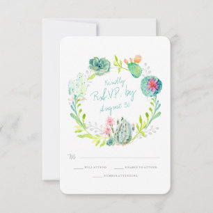 Rsvp Rustic Desert Cactus Flower Wood Watercolor Card